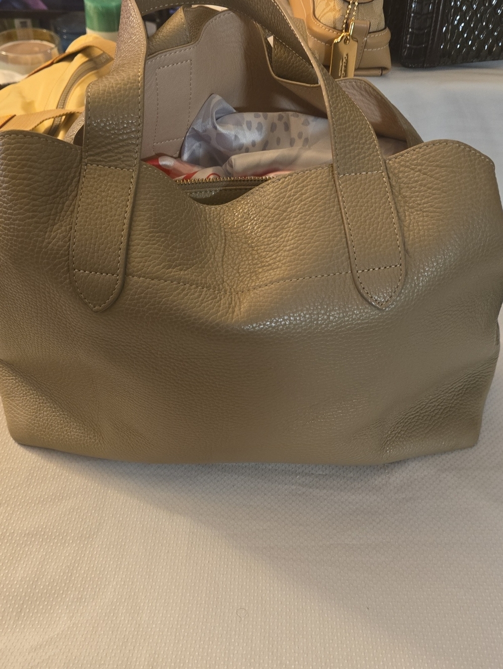 CUYANA Women’s Leather Tote Bag - Taupe